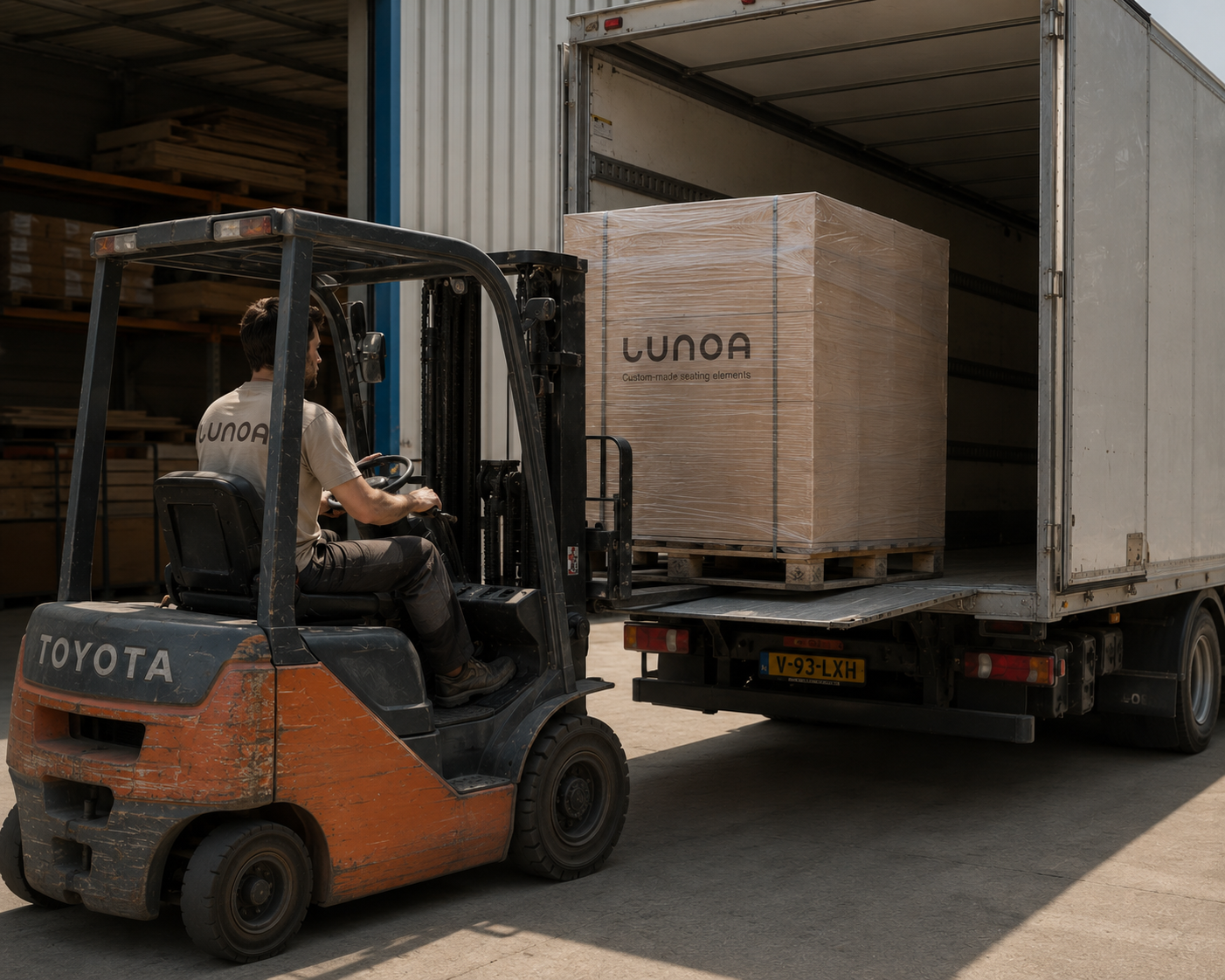 Lunoa-zending wordt geladen voor levering